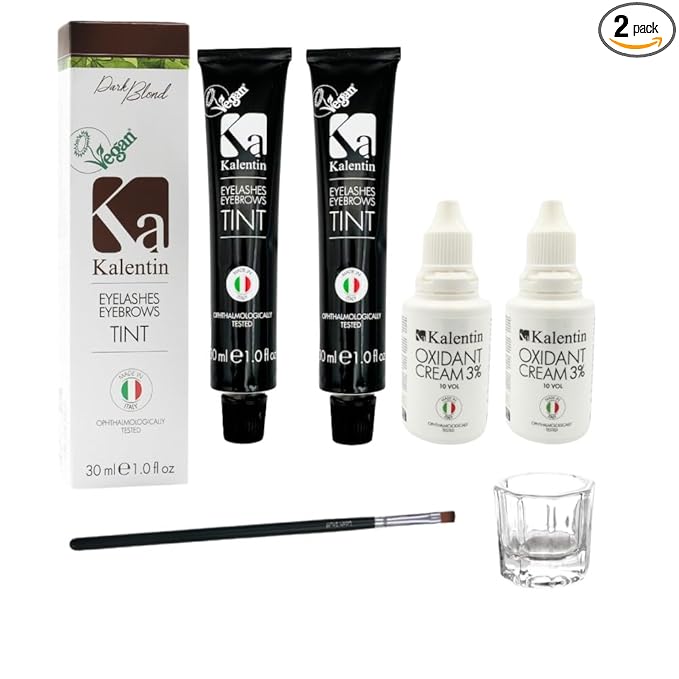 Professional Kalentin Eyebrow Color 2-Pack Plus 2-Developers (Dark Blonde)