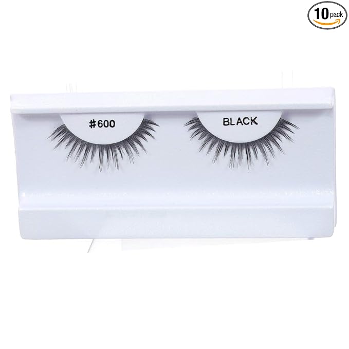 10 Pairs 100% Human Hair False Eyelashes Natural Black # 600
