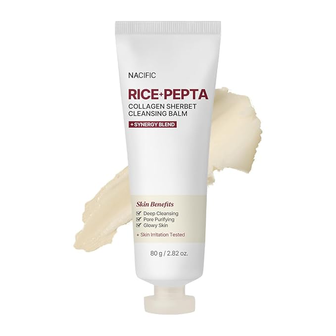 NACIFIC Rice Pepta Collagen Sherbet Cleansing Balm 2.82oz. 80g Makeup Remover Korean Skincare Deep Face Cleanser Pore Purifying Non greasy