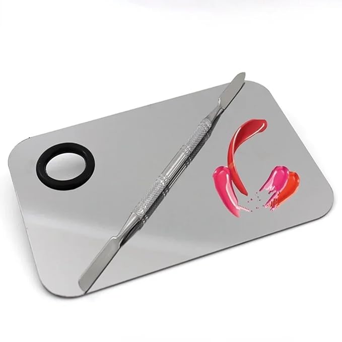 1 Set of Portable Small Square Makeup Mixing Palette, With Stainless Steel Durable Spatula Rod for Liquid Cream Foundation Mixing Tray Beauty Tools (Small square color palette)