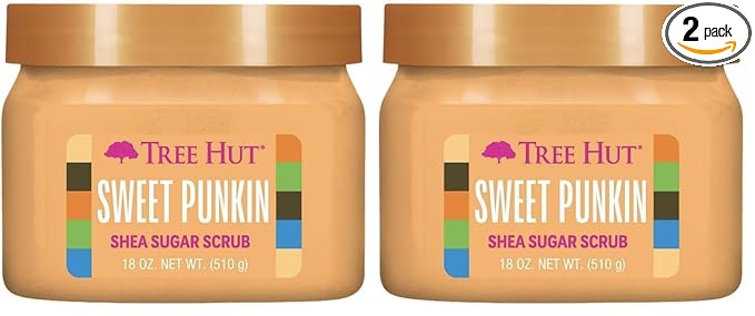 Tree Hut Shea Sugar Scrub Sweet Punkin | Exfoliating Body Scrub Removes Dead, Dry Skin for a Soft & Hydrated Feel | Nourishing Essential Body Care | 18 fl oz. (Pack of 2)