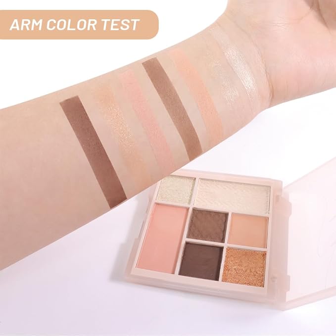 CAKAILA 7Colors Eyeshadow Makeup Palette,Nude Pink Brown Natural Neutral Eye Shadow Palettes for Older Women,Long Lasting Naturing-Looking,Lightweight,Eye Makeup Kit Travel Size,Vegan