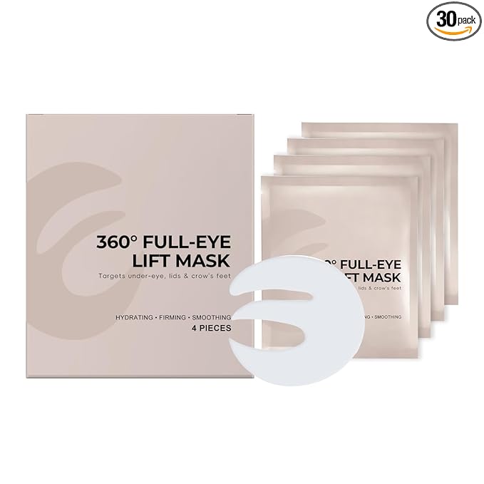2% Caffeine 360° Full Eye Lift Mask (8 Pairs) - Bio-Collagen & Hyaluronic Acid Eye Patches for Dark Circles, Puffiness & Wrinkles - Hydrating Anti-Aging Overnight Eye Mask for Sensitive Skin