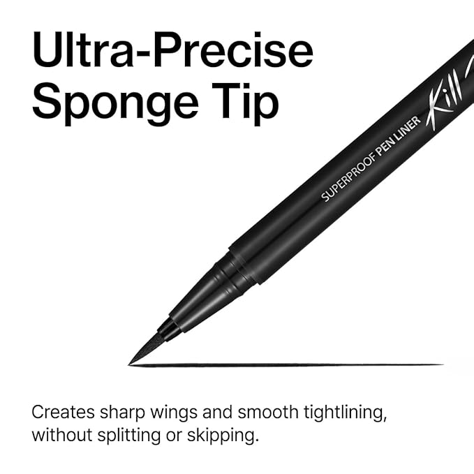 CLIO Superproof Pen Liquid Eyeliner, Ultra Precision Sponge Tip, One Stroke High Pigment Color, Waterproof Smudge Proof Long Wear, Fast Dry Formula, Sharp Wing Tightline Definition (001 Black)