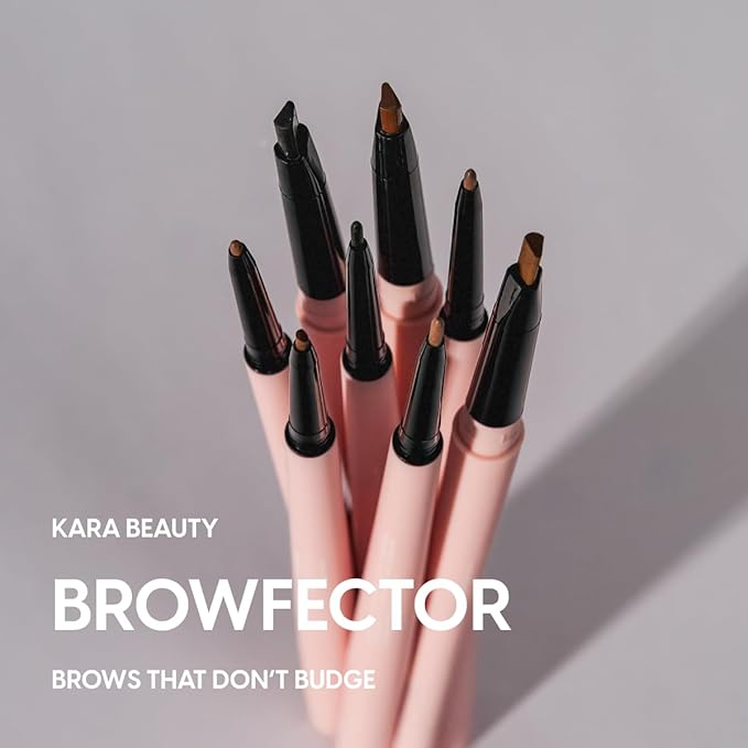 KARA BEAUTY Browfector Double Ended Brow Pencil with Sculpting & Precision Tips, Makeup Eyebrow Pencils for Women, Brow Tint, Eye Makeup & Eyebrow Pen for Shaping & Defining Brows (Dark Brown)
