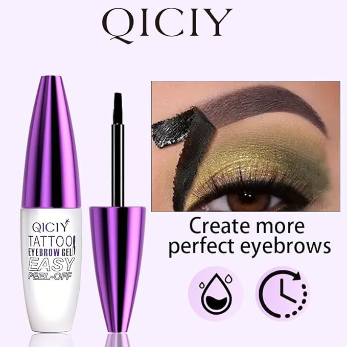 2 Packs Brown Easy Tatoo Eyebrow Gel Peel off - Semi-Permanent Tattoo Eyebrow Tint Kit Waterproof Long - Eyebrow Mascara Volume and Length