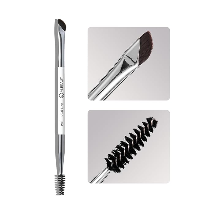Albeaut Dual Eyeliner Brush Brow Brush, Precision Eye Makeup Applicator For Powder/Liquid/Cream Formula, Ultra-thin Eyeliner Brush Synthetic Bristles (198 Dual-Line)