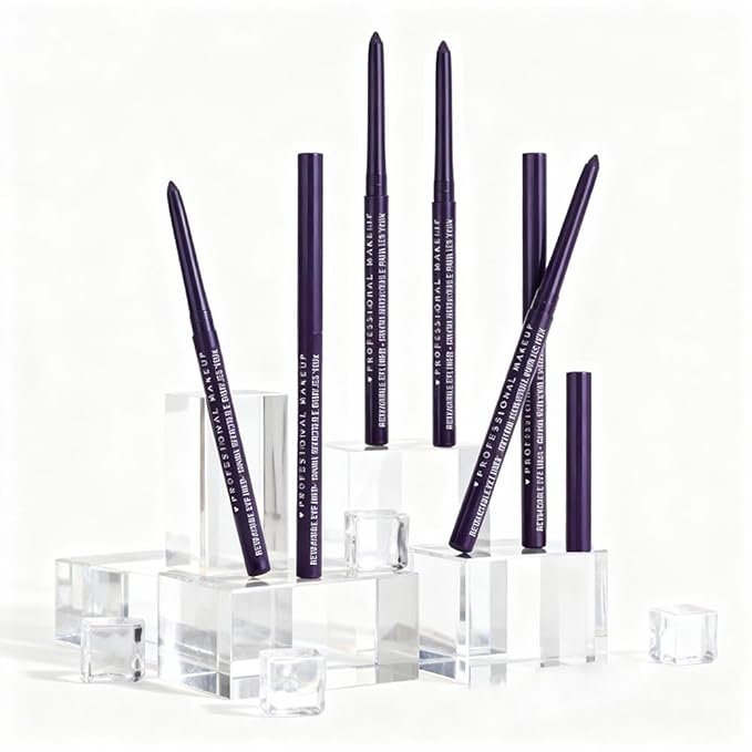 Retractable Creamy Eyeliner Eyeshadow Sticks for Eye Makeup, Ultra Pigmented Mechanical Eye Pencils, Smudge Proof Matte Satin Finish Formula, Longlasting, Vegan & Cruelty-Free (6 Pcs-Purple-08)