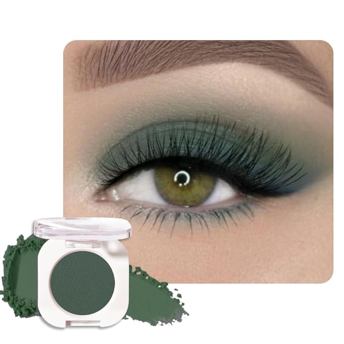 WanTuoluo Forest Green Matte Eyeshadow Palette for Women, Single Monochrome Eye Shadow Makeup, Shiny Pressed Powder, Blendable Natural sombras para ojos, Holographic,Vegan,Travel -16