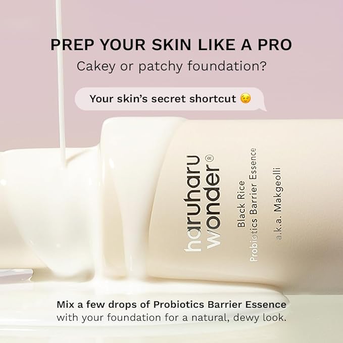 haruharu Wonder Black Rice Probiotics Barrier Essence 1 fl. oz, Travel Size, Skin Flooding & Layering, Strengthen Skin Barrier, Soothing, Plumping, Korean Skincare, Vegan