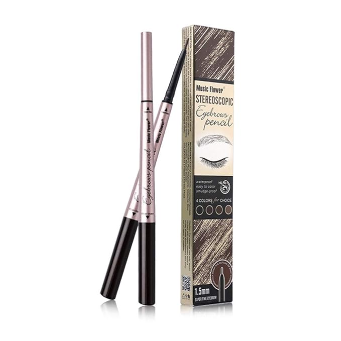 Vtrem Double-headed Eyebrow Pencil: Waterproof Smudge-Proof Long Lasting Eye Brow Pen Fine Carving Eyebrow Pencil for Natural (2# Light Coffee)