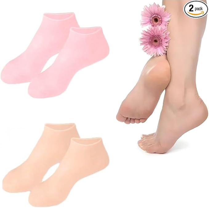 2 Pairs Silicone Socks for Dry Cracked Feet Women,Silicones Moisturizing Socks,Foot Spa Pedicure Silicone Socks for Repairing Dry Feet,Cracked Heels and Softening Rough Skin(Fits Size 8 to 11)