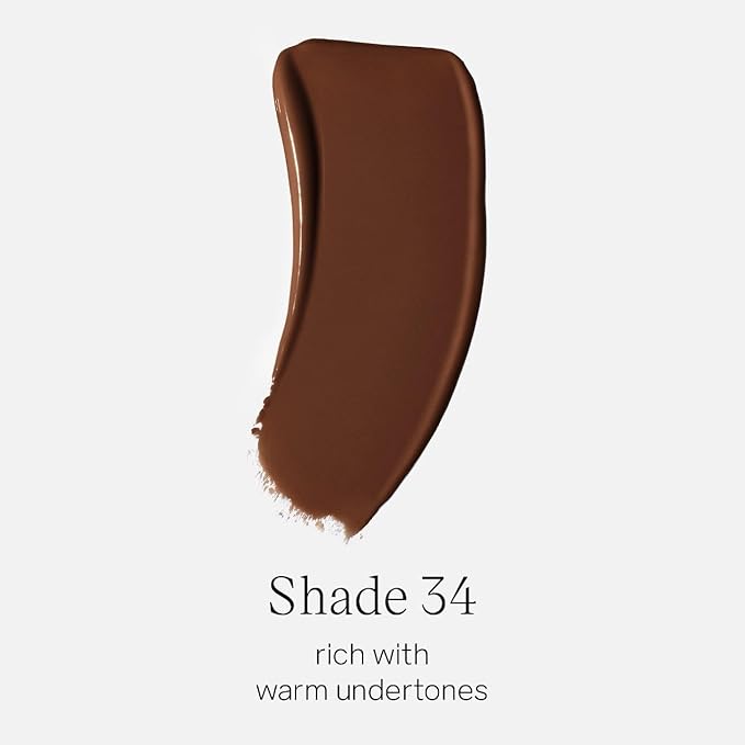 Saie Glowy Super Skin Tint Liquid Foundation - Weightless + Dewy Foundation with Lightweight Medium Coverage - Hydrating Face Makeup + Skin Care Serum Hybrid with Hyaluronic Acid - Shade 34 (1.01 oz)