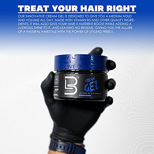 L3 Level 3 Cream Gel - Provides Volume and Medium Hold - With Vitamins to Nourish and Protect Hair Level Three Mens Hair Styling Cream (500 ML, Medium)