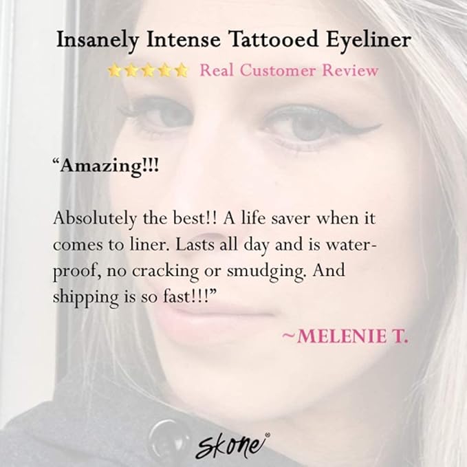Skone Cosmetics Insanely Intense Tattooed Eyeliner Pen - Waterproof Liquid Eyeliner, Long Lasting, Sweat Proof, Smudge Proof Felt Tip Liquid Eyeliner - Pigmented Eye Liner Makeup - Plum Black (0.07oz)