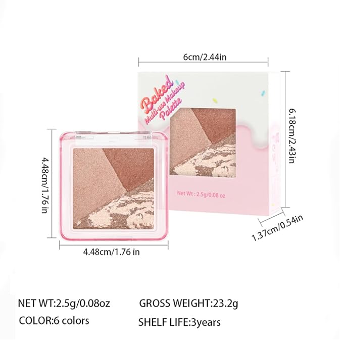 Eyeshadow Palette-Mini 3-in-1 Eye Shadow Powder Palettes Makeup-Matte&Shimmer Baked Eye Shadow for Women，paleta de sombras de ojos，Buildable Smooth Silky Waterproof for Daily Looks，05Taupe Brown