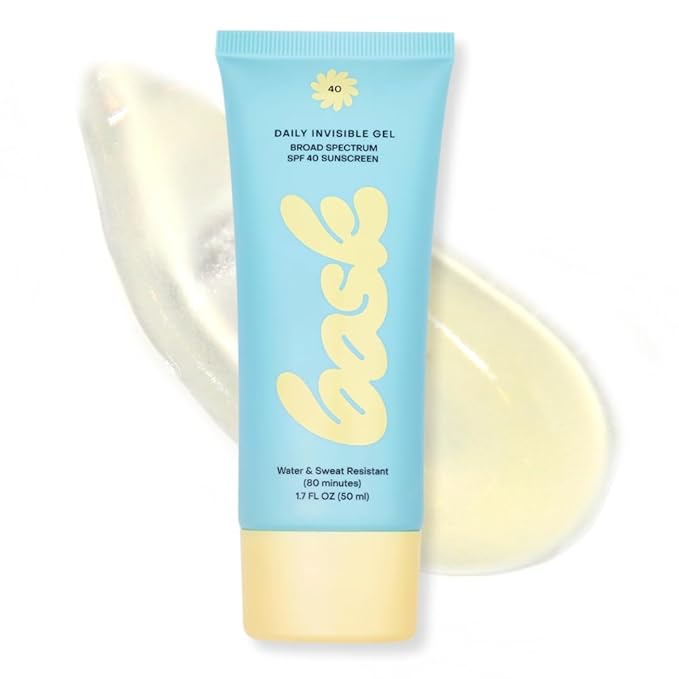 Bask SPF 40 Daily Invisible Gel Face Sunscreen - Broad Spectrum Protection, Fragrance Free, Makeup Primer, Hydrating, Clear, Lightweight & Non-Greasy, Dermatologist Recommended, 1.7 fl oz