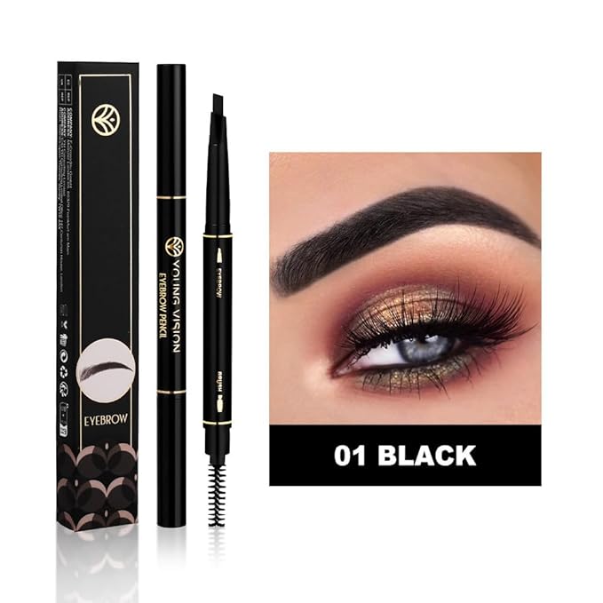 Eyebrow pencil eyebrow Eyebrow Retractable Definer Pencil, eyebrow stylist shape and fill eyebrow pencil, professional eye makeup (01 Black)