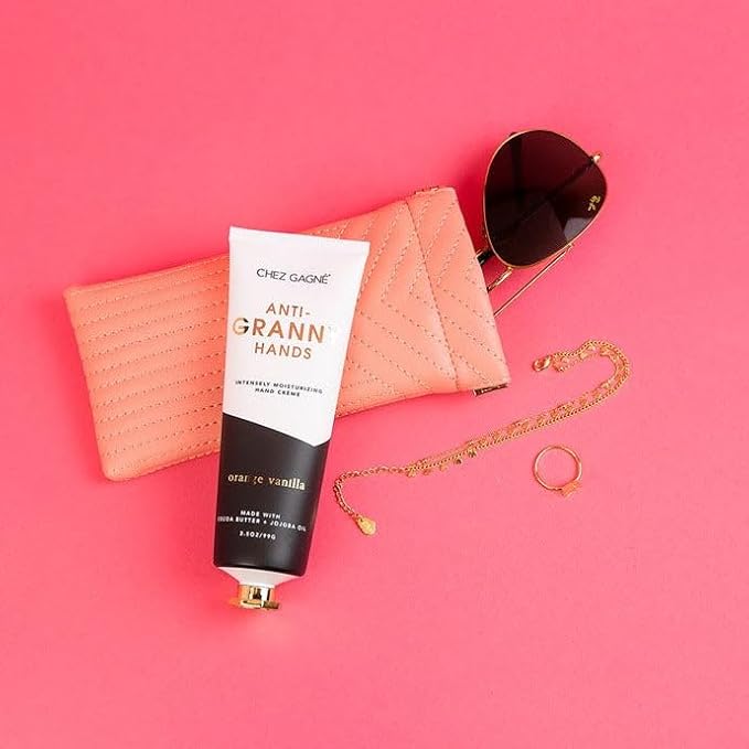 Chez Gagné Intensely Moisturizing Vegan Hand Cream (3.4oz) Jojoba Oil Cocoa Butter- Non-Greasy, Fast-Absorbing, Made In US - Anti-Granny Hands - Mother's Day - Funny Gift for Mom (Orange Vanilla)