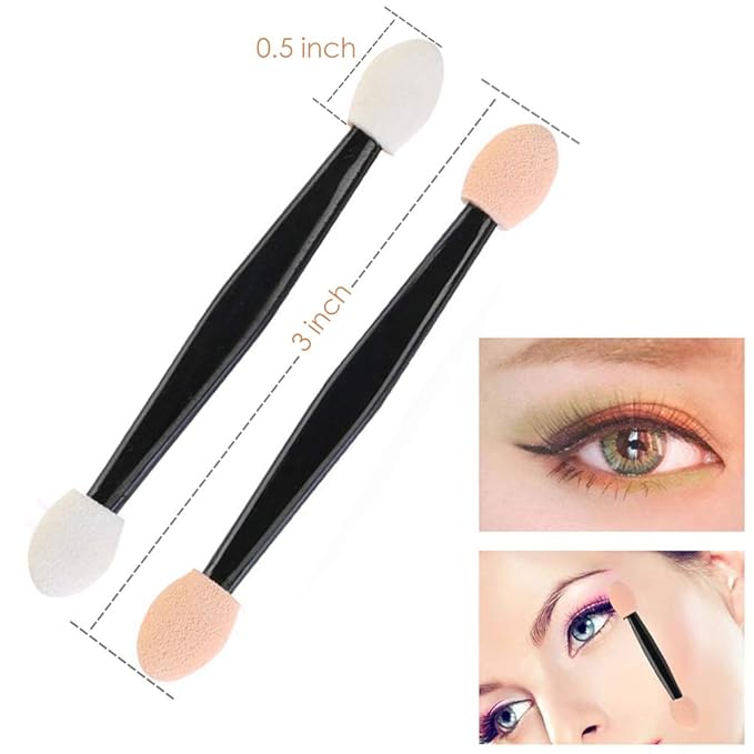 50pcs Eyeshadow Applicators, Disposable Eyeshadow Sponge Brush Double-Sided Eye Makeup Sponge Applicators