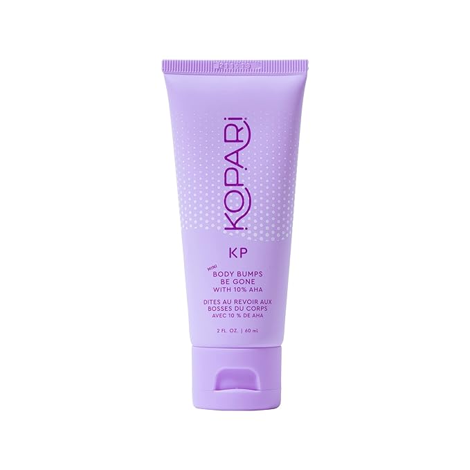 Kopari KP Scrub Full Size and Travel Size Set | Body Bumps Be Gone Scrub with 10% AHA, to Smooth Skin, Reduce Bumps, Decongest Pores, Clarifying, Gently Exfoliate & Wash | 8.45 fl oz and 2 fl oz