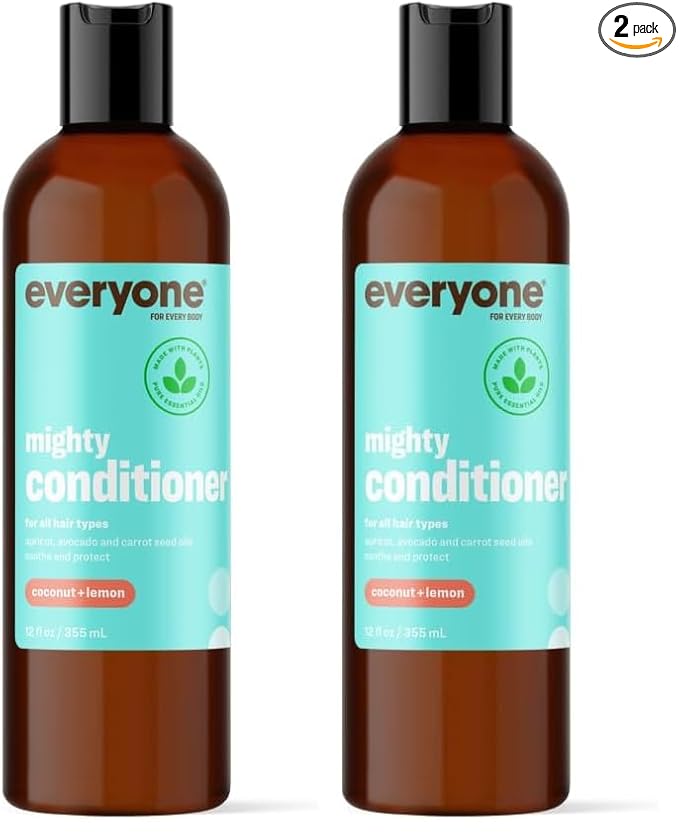 Everyone Hair Care Conditioner - Coconut & Lemon Mighty, 12 fl oz Bottle, Wash & Leave In Hydrating Conditioner, Deep Moisturizing, Sulfate Free & Paraben Free (Pack of 2)