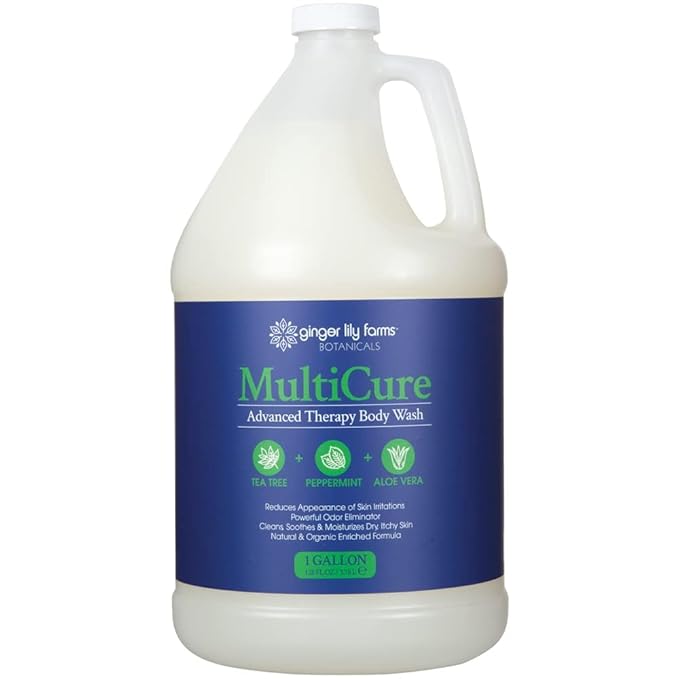 Ginger Lily Farms Botanicals MultiCure Advanced Therapy Body Wash with Tea Tree Oil, Peppermint and Aloe Vera, 100% Vegan & Cruelty-Free, 1 Gallon (Pack of 4)