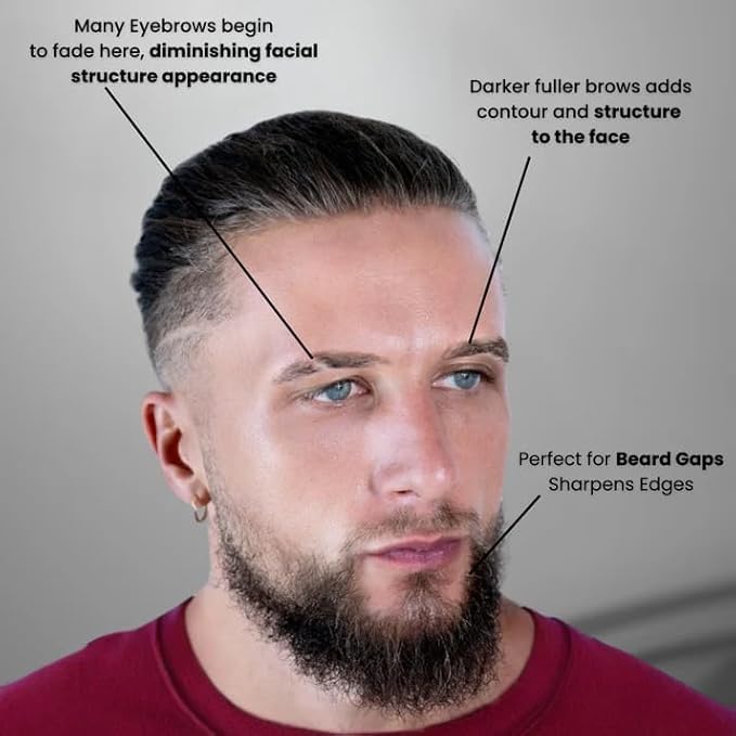 The Men Pen Complete Eyebrow Grooming Kit for Men | Scissors, Tweezers, Razors & 2 Eyebrow Filler Pens for Shaping | Trimming & Defining Brows | Light Brown
