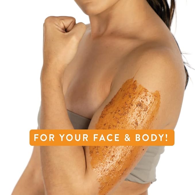 Exfoliating Mask for Face and Body, Brightening Treatment for Dull Skin, Uneven Tone, and Rough Texture (Orange)