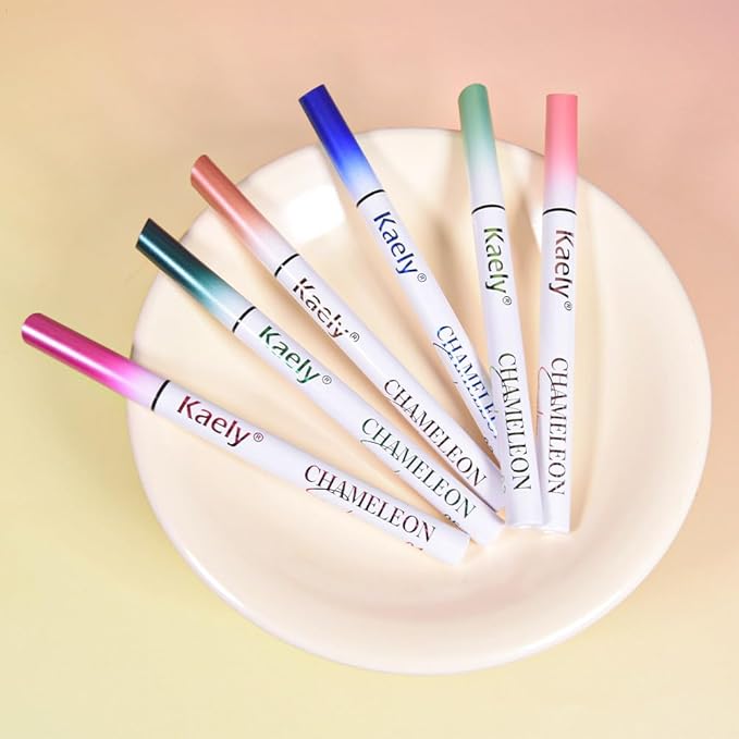 Kaely Chameleon Liquid Eyeliner, Glitter Metallic Chrome Eyeliner Liquid, Multichrome Eye Liner Waterproof Smudge Proof, High-Pigmented Makeup Looks, Quick-Drying, Cruelty-free, 05 Teal