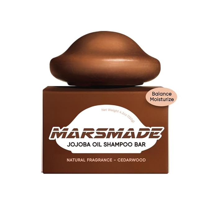 MARS MADE Jojoba Oil Shampoo Bar 2.0 - Hydrating & Moisturizing Natural Hair Soap for Excess Oil & Scalp Nourishment - Solid Shampoo for All Hair Types (120g, 4.23oz)
