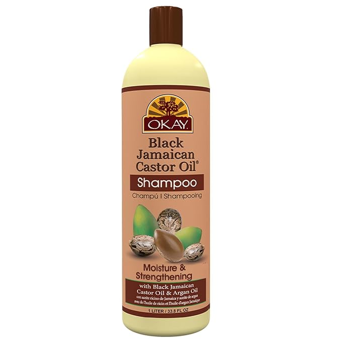 OKAY Black Jamaican Castor Oil Shampoo - Jamaican Castor Shampoo for Hair Growth, Natural Moisturizing Shampoo to Strengthen & Restore Damaged Hair for Women and Men - 33 Oz