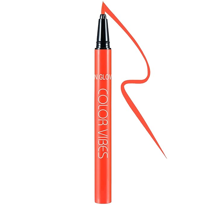 UV Neon Liquid Eyeliner, Matte Colored Eyeliner Pen, Waterproof Smudge-proof Pigmented Eye Liner, Glow Brightly Under UV Lights, Colorful Eye Makeup For Halloween Christmas, Neon Red-Orange