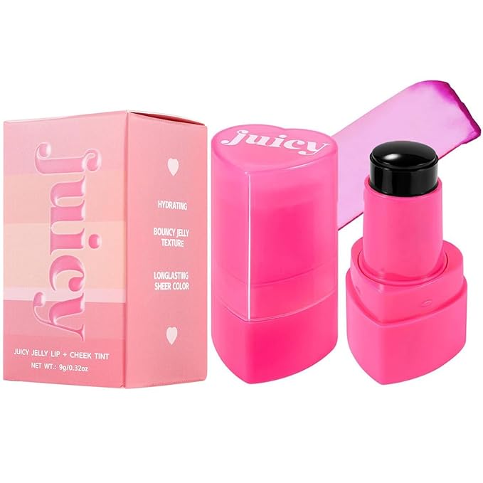 FYEBOO Cooling Water Jelly Tint Blush, Multi-Use Juicy Lip + Cheek Tint, Hydrating & Bouncy Jelly Texture, Long-lasting Sheer Color, 0.32 oz (# 08, 0.32 oz)