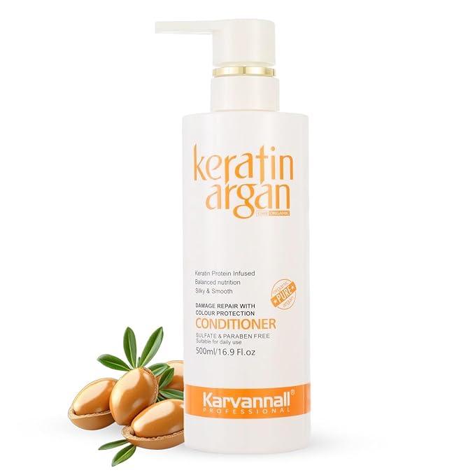 Keratin Argan Damage Repair Smoothing Hair Conditioner 16.9 Fl Oz, Anti-Hair loss, Color Protection, Anti-Thinning Conditioner, Sulfate and Paraben-Free, For All Hair Types, 500ml