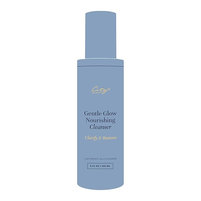 City Beauty Gentle Glow Nourishing Cleanser - 5 oz Lightweight Jelly Hydrating Face Wash for All Skin Types, Removes Oil, Makeup & Impurities, Ceramide Complex & Apple Extract for Glowing Skin