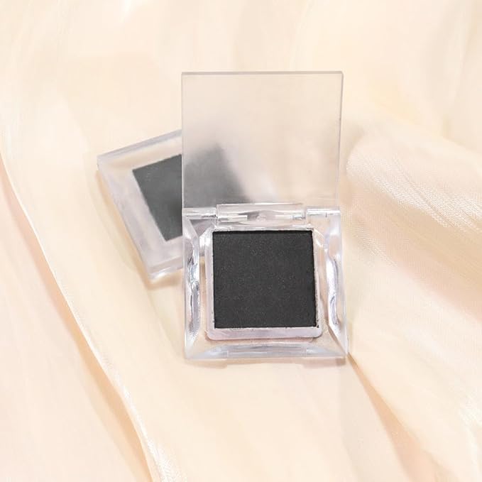 Eyeshadow Single Matte, High-Pigment Monochrome Eye Shadow Pressed Powder, Everyday Velvety Silky Eye Makeup Looks, Professional Long-Lasting Waterproof Single Eyeshadow Palette, Smoky Black 03