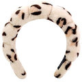 AOENJIE Spa Headbands for Washing Face or Makeup, Sponge Bubble Skincare Headbands, Puffy Terry Cloth Hairband for Women, Skin Care Makeup Headwear Hair Accessories for Girls (Leopard Khaki)