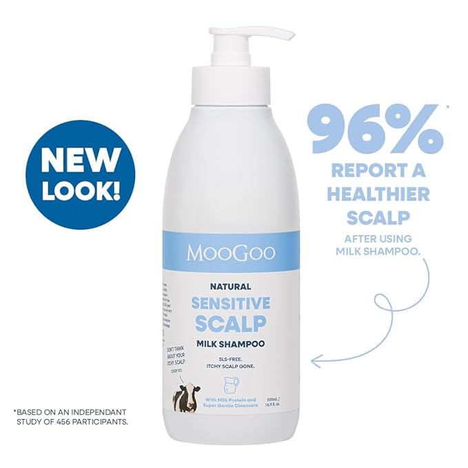 MooGoo Natural Milk Shampoo & Cream Conditioner Pack - For Itchy, Dry, Sensitive Scalps Prone to Eczema & Psoriasis – Sulphate-Free, Silicone-Free, Paraben-Free - 2x 16.9 fl oz