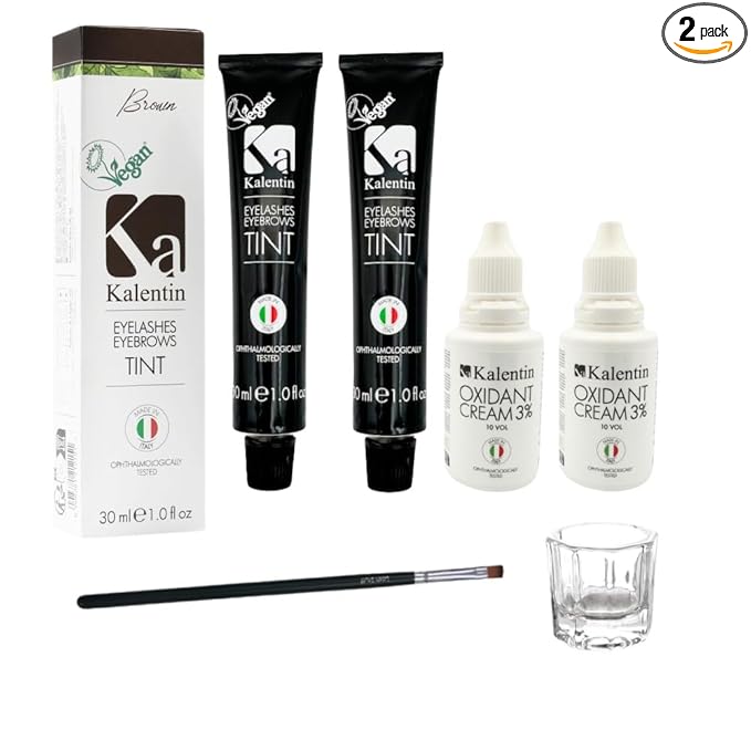 Professional Kalentin Eyebrow Color 2-Pack Plus 2-Developers (Brown)