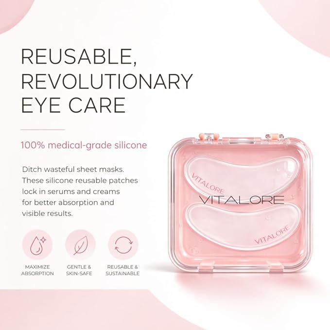 Reusable Silicone Under Eye Patches – Hydrating Eye Masks for Puffiness, Dark Circles & Fine Lines, Smoothing Under Eye Care- 100% Silicone Reusable Eye mask