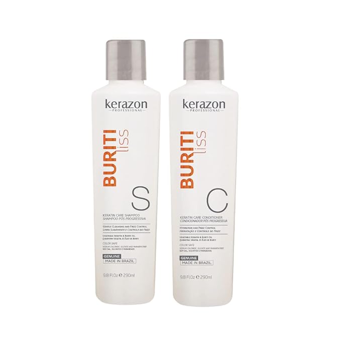 Kerazon Brazilian Hair BTX Treatment For All Hair Types + Sulfate Free and Sodium Free Shampoo & Conditioner KIT
