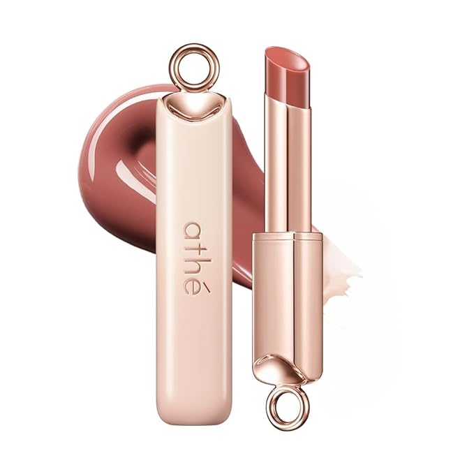 athé Authentic Lip Glowy Balm – Glossy Tinted Lip Treatment Stick | Ceramide NP, Squalane & Palmitoyl Tripeptide-1 | Tremella Fuciformis (Snow Mushroom) | Fragrance-Free | K-Beauty | 0.12 oz