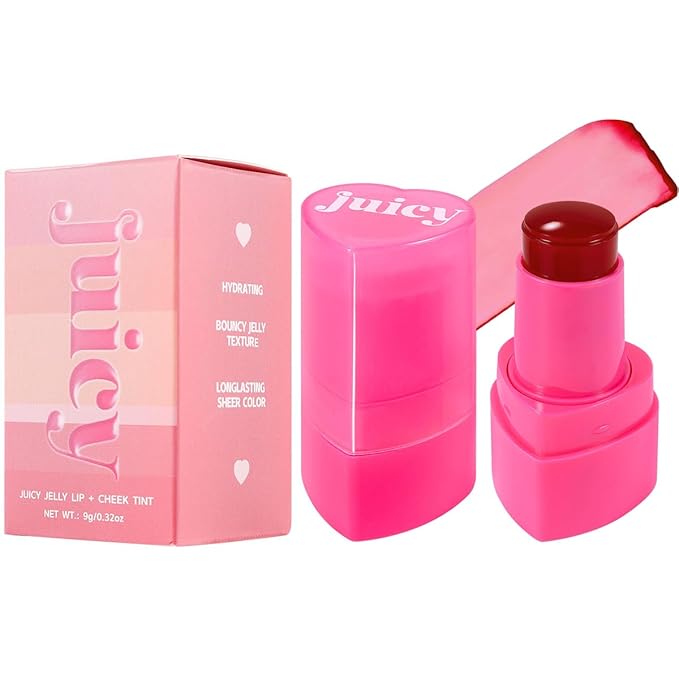FYEBOO Cooling Water Jelly Tint Blush, Multi-Use Juicy Lip + Cheek Tint, Hydrating & Bouncy Jelly Texture, Long-lasting Sheer Color, 0.32 oz (# 03, 0.32 oz)