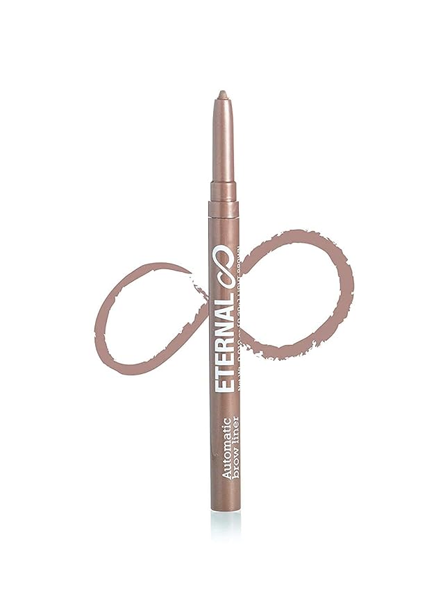 Eternal Automatic Water Resistant Eyebrow Liner with Shaping Comb – Long Lasting, Professional and High Precision Brow Definer with No Sharpening, Retractable Twist Up Mechanism (Light Brown)