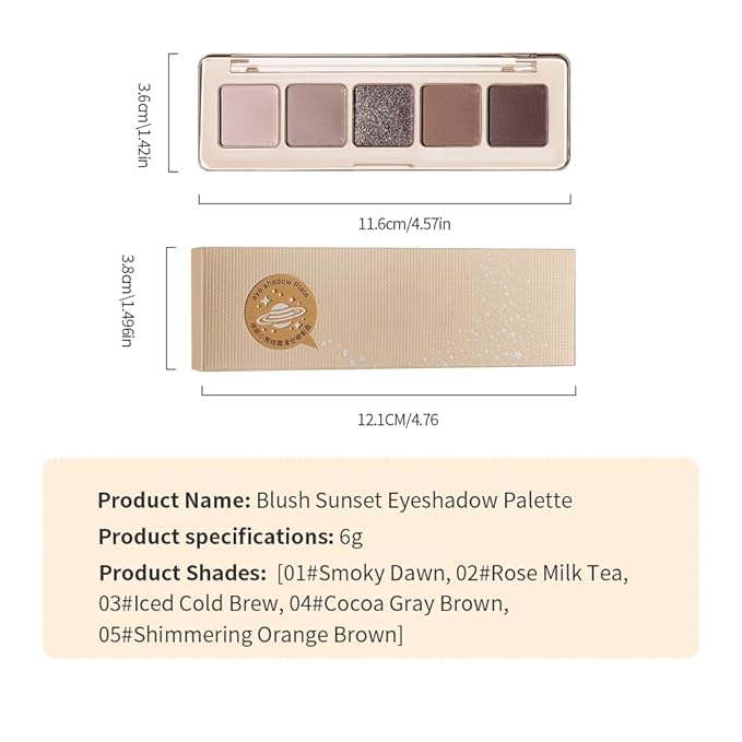Pink Brown Mauve Neutral Matte & Shimmer Eyeshadow, 5 Color Highly Pigmented Blendable Soft Eye Shadow Palette Makeup for Older Women, Long Lasting Mini Travel Size, Suitable for Mature Skin 02#