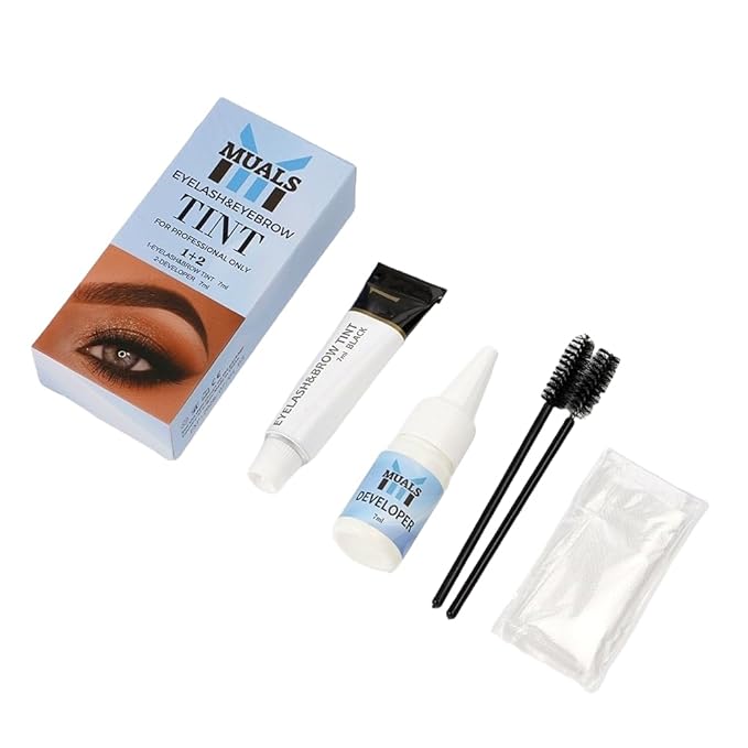 2-in-1 Eyelash & Eyebrow Tint Kit – Professional Lash & Brow Coloring Kit with Cream Developer – Long-Lasting, Waterproof & Smudge-Proof Color – Salon & Home Use
