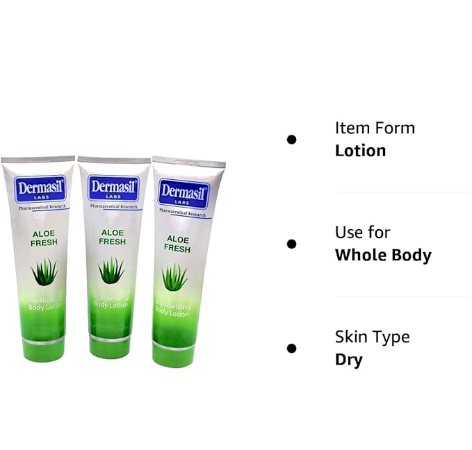 Dermasil Body Lotion, Fresh Aloe, 2-Pack – Non-Greasy, Fast-Absorbing, Fresh Scent, 8 Oz Ea