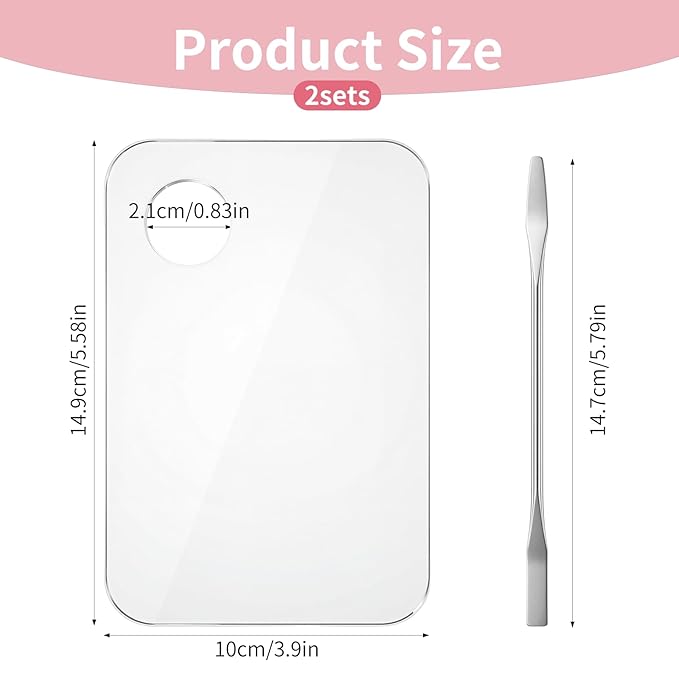 4Pcs Acrylic Makeup Palette, Foundation Mixing Palette with Spatula Tool, Professional Makeup Mixing Tray for Women Girls Blending Eye Shadow Lipsticks Nail Art Beauty Salon
