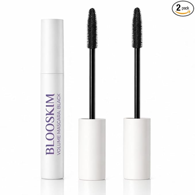 Blooskim Mascara for Older Women 60 Plus: Black Prime Lash Mascara - Prime Mascaras for Mature Women Makeup - Hypoallergenic Non-Clumping Formula for Sensitive Eyes, 5.5g - 2Packs